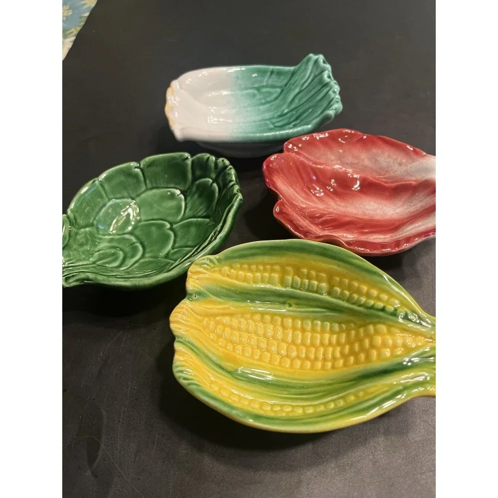 4pc Williams Sonoma Italy Corn on the Cob Red Cabbage Green Onion Bowls